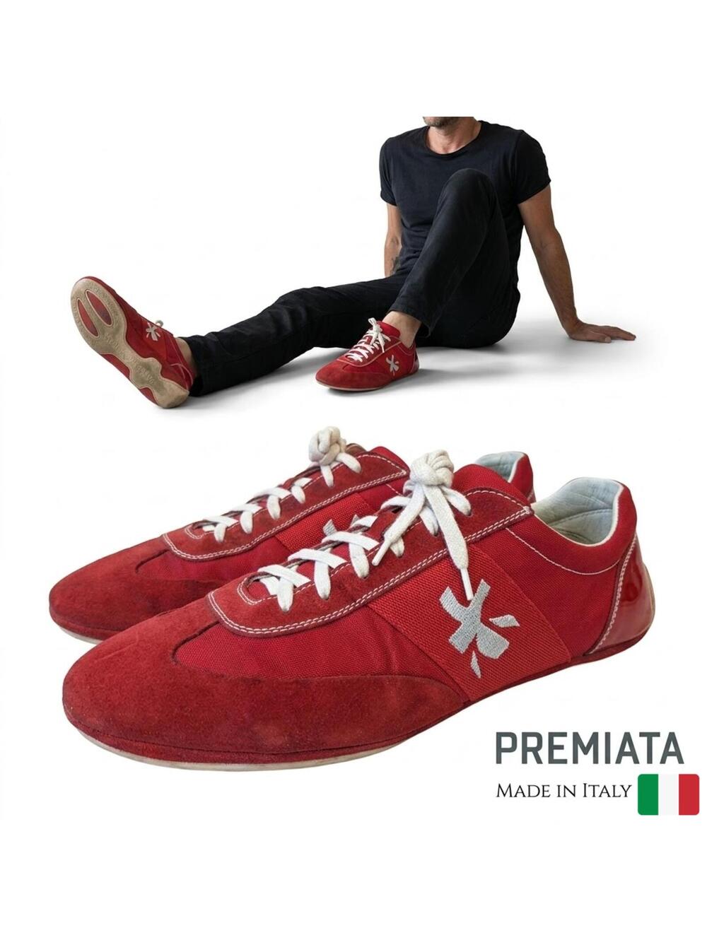 Premiata Italy Men Sneaker Driving Shoes Blood Red Suede 11